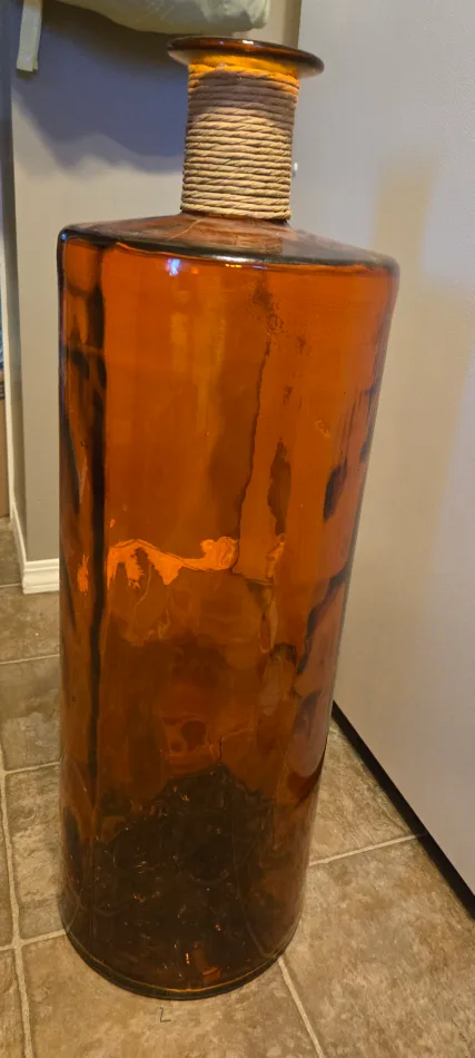 Large Amber Glass Vase with Rope Detail thumbnail