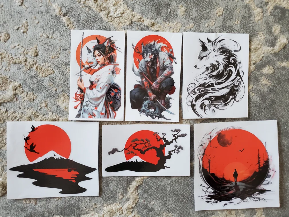 Japanese Style Samurai Geisha Vinyl Waterproof Stickers thumbnail