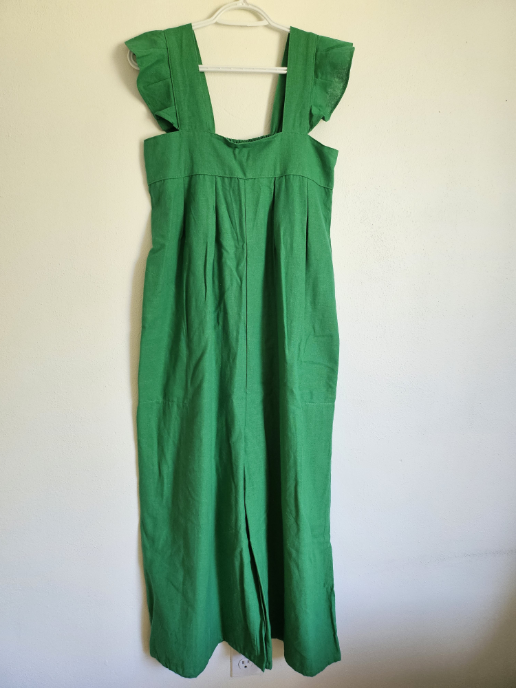 Green Maxi Dress with Ruffle Sleeves
