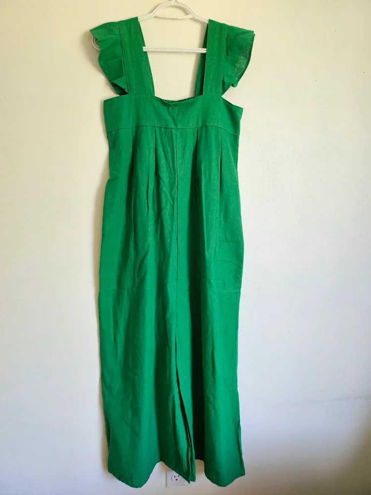 Green Maxi Dress with Ruffle Sleeves thumbnail
