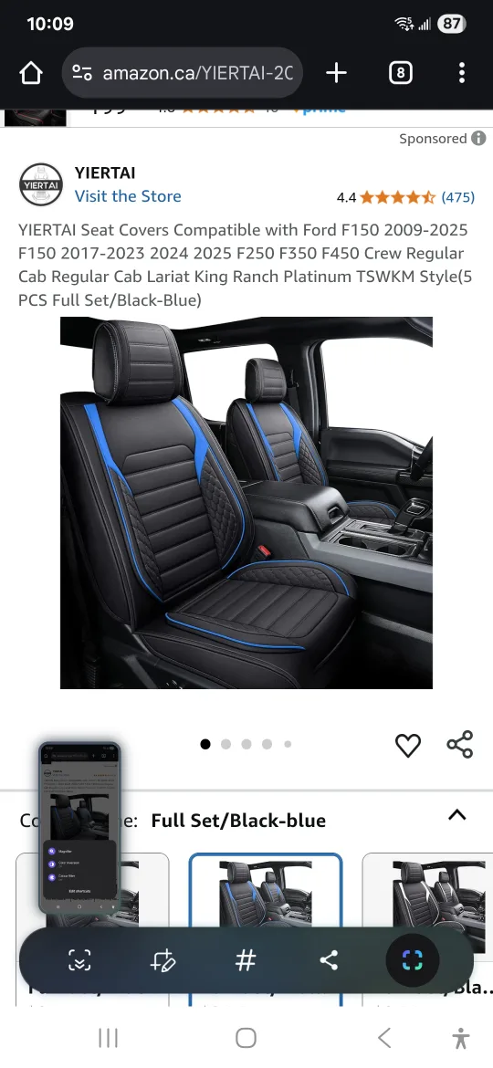 Ford F150 Seat Covers (Black/Blue) thumbnail