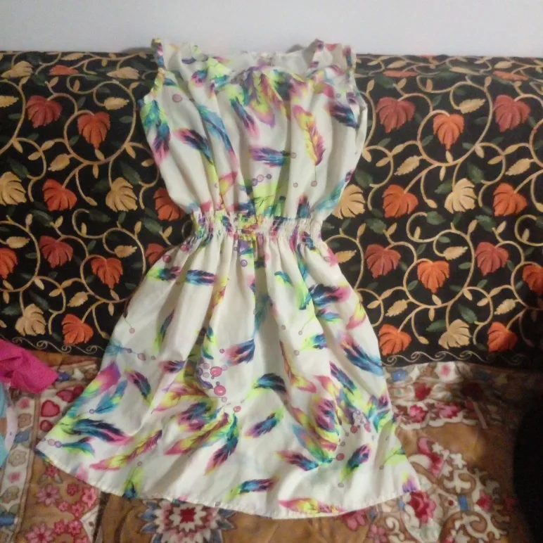 Feather Print Sleeveless Dress thumbnail