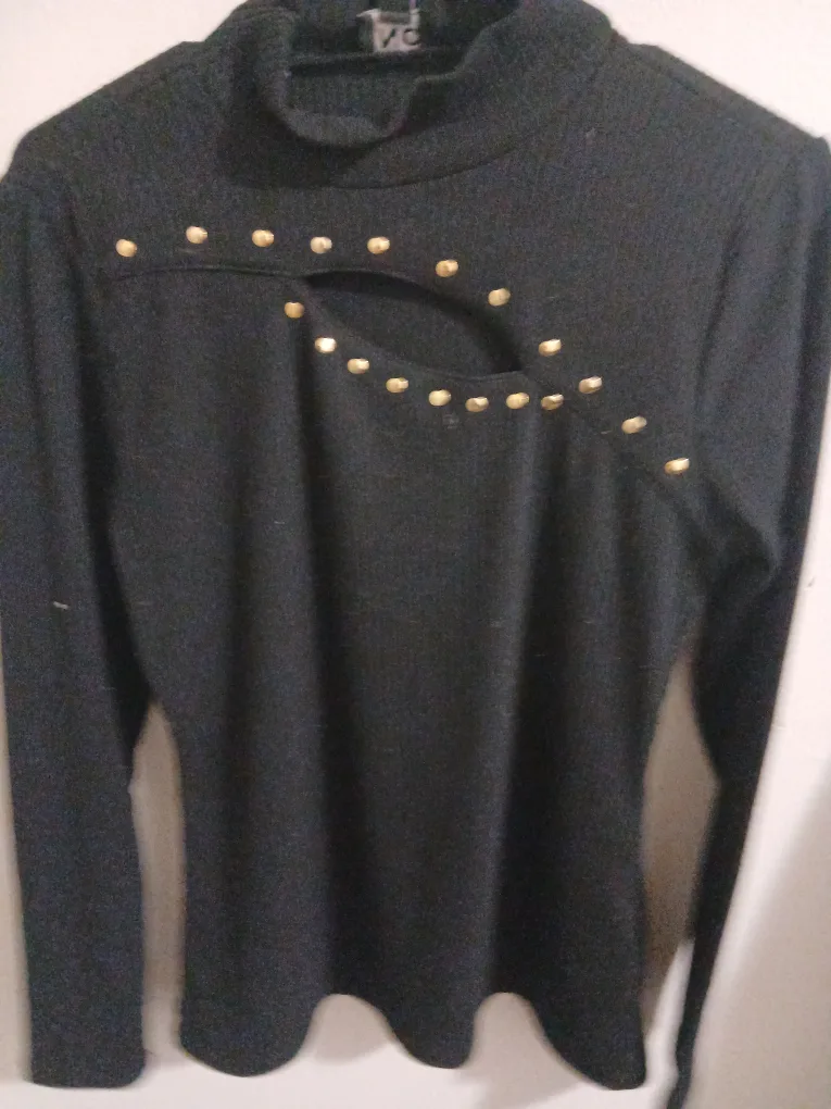 VC Black Studded Cutout Top - Size M thumbnail