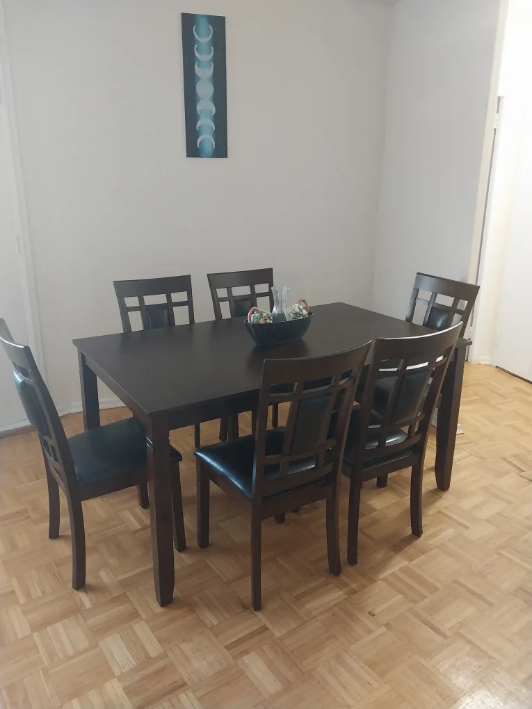 Moving Sale Dining Table with 6 Chairs - Dark Brown thumbnail