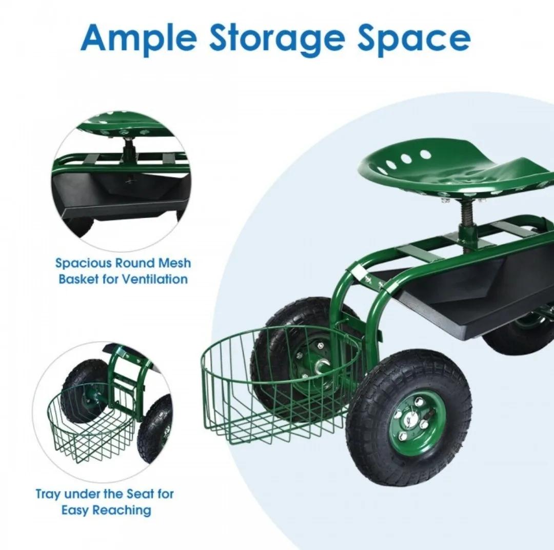 Rolling Garden Cart with Seat image indicator(7)
