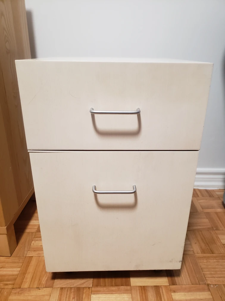 1 Beige Rolling Cabinet with 2 drawers
