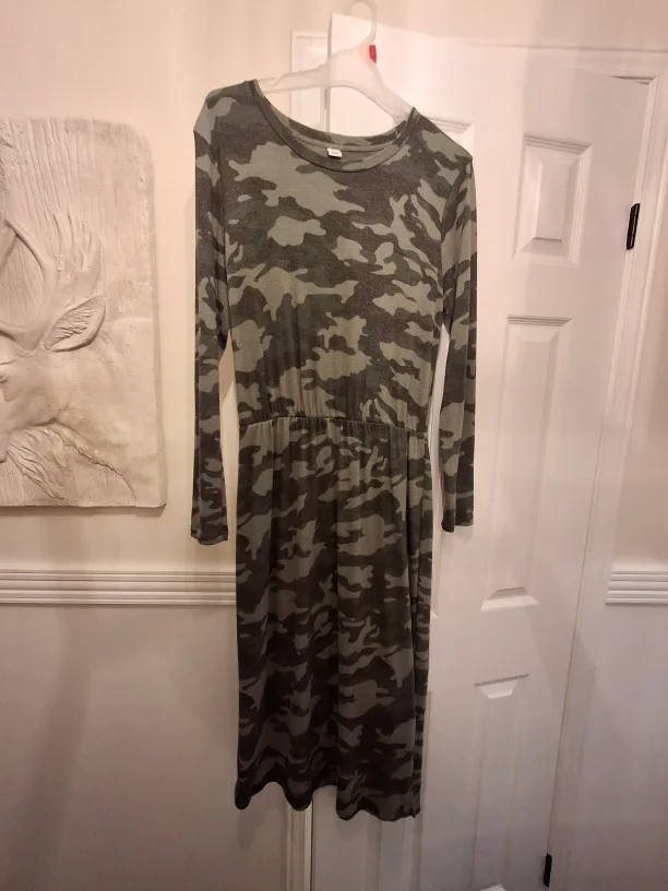Old Navy dark green army dress thumbnail