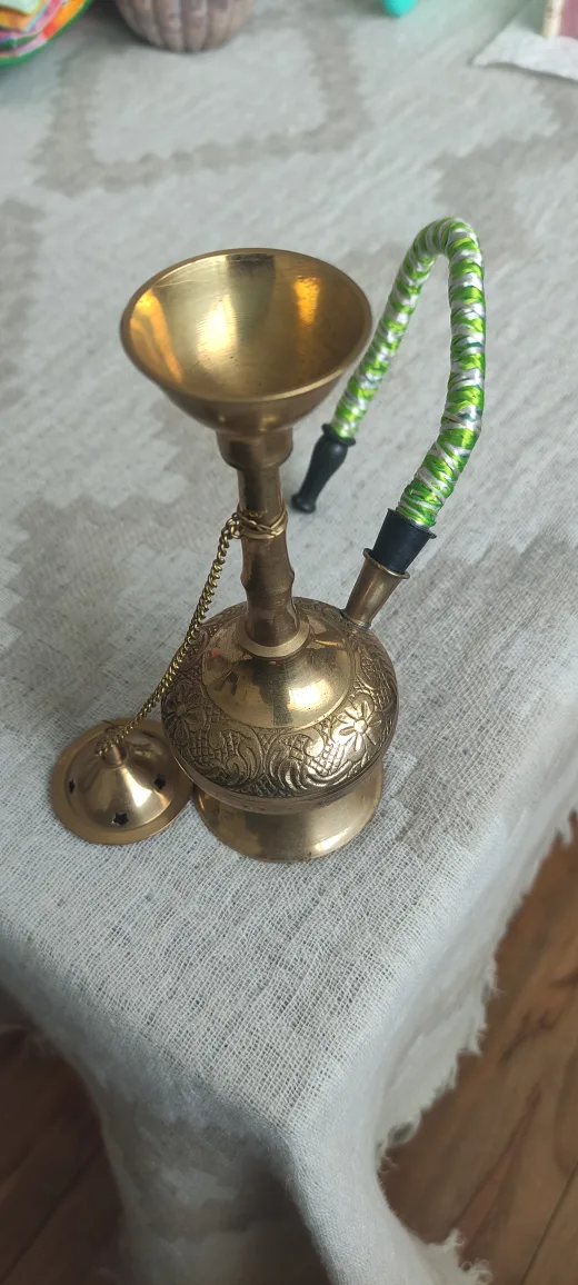 Miniature Brass Hookah. thumbnail