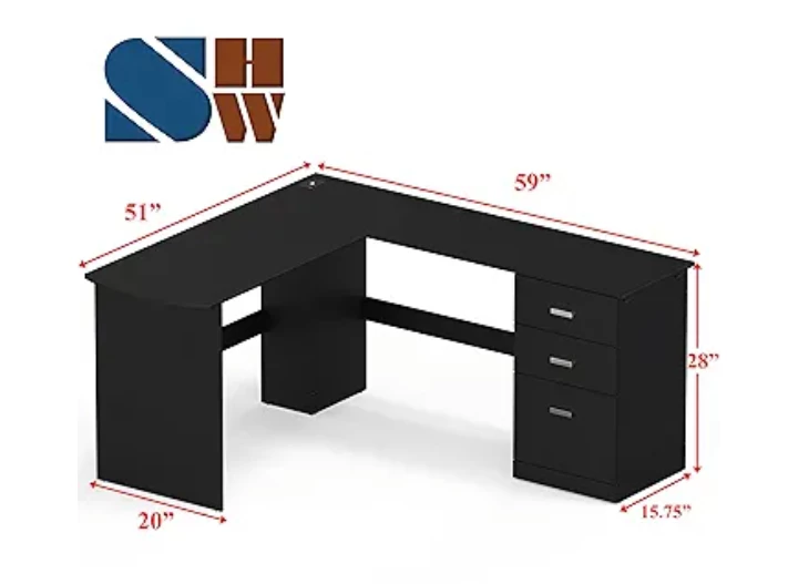 Customizable L-Shaped Black Corner Office Desk | Like NEW - photo 5