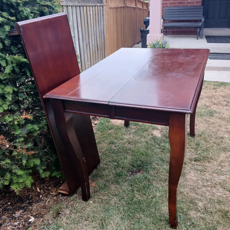Mahogany Dining Table with Extension Leaf, Chairs. image indicator(3)