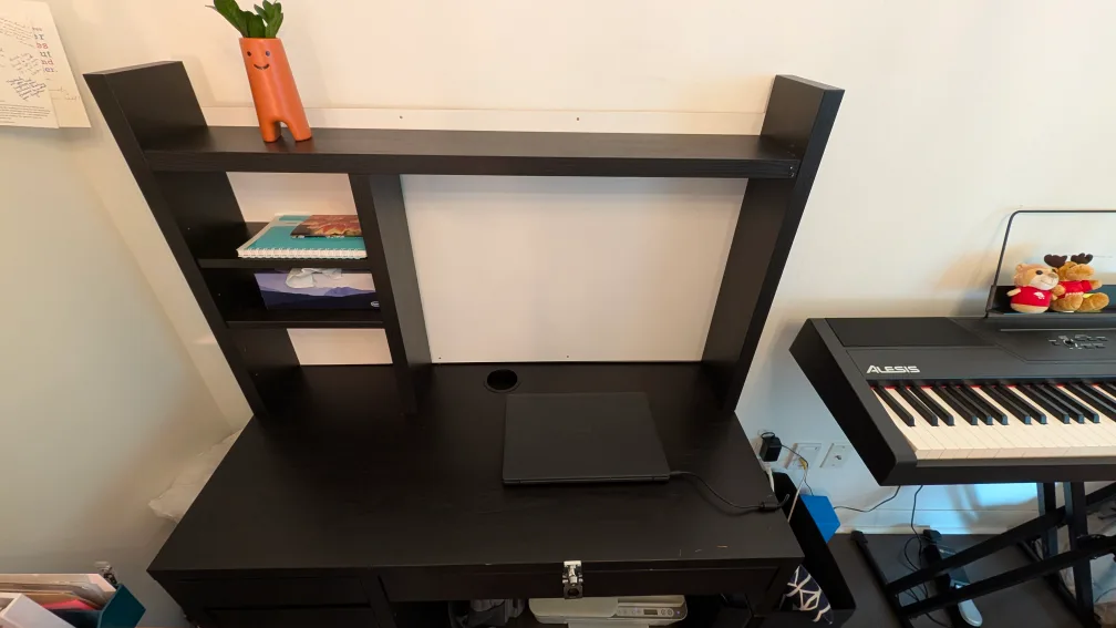 IKEA (Micke) desk with hutch - black thumbnail