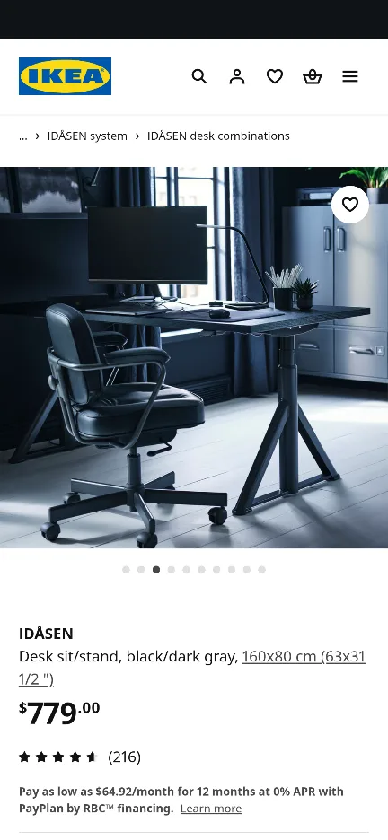 IKEA IDÅSEN Desk Sit/Stand - Adjustable Height thumbnail