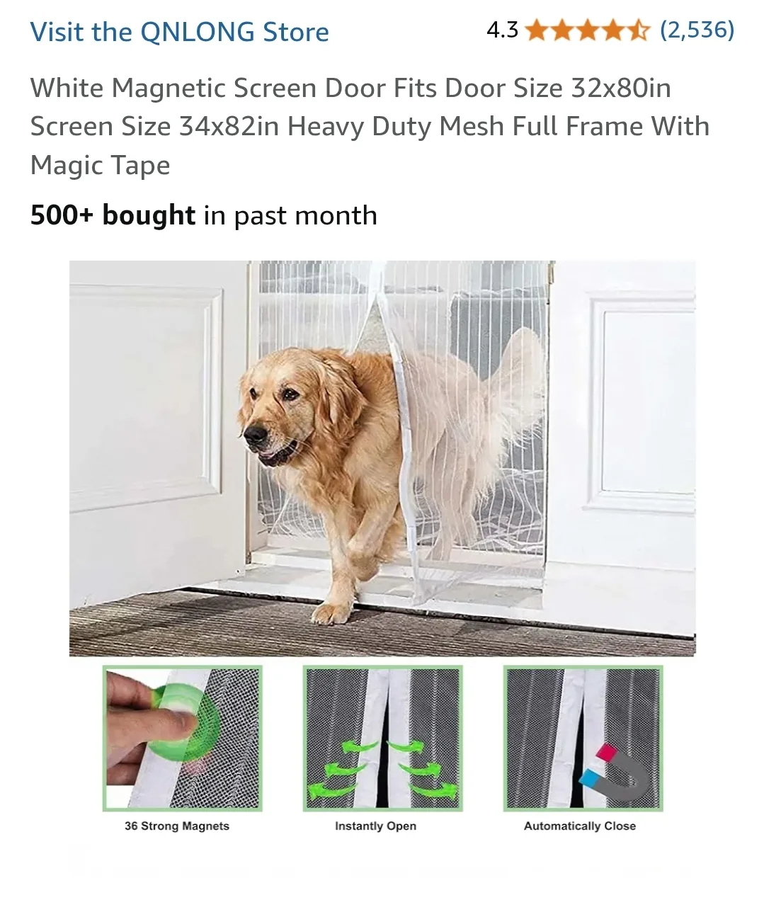 QNLONG Magnetic Screen Door - NEW image indicator(7)