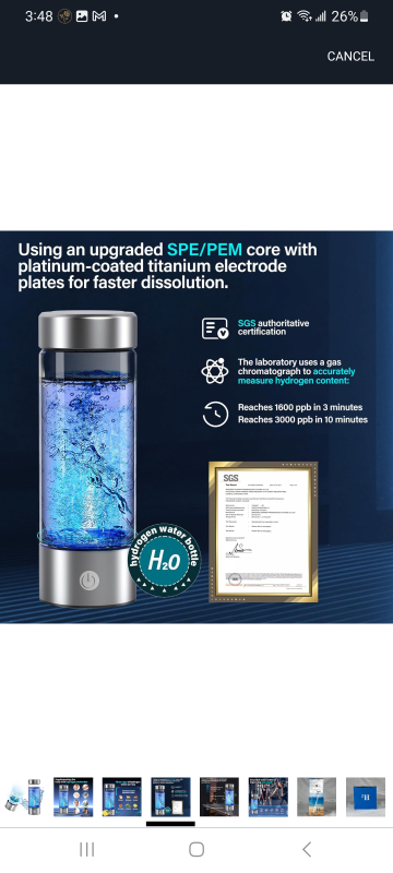 Hydrogen Water Bottle, 420ml Hydrogen Water Generator - photo 5