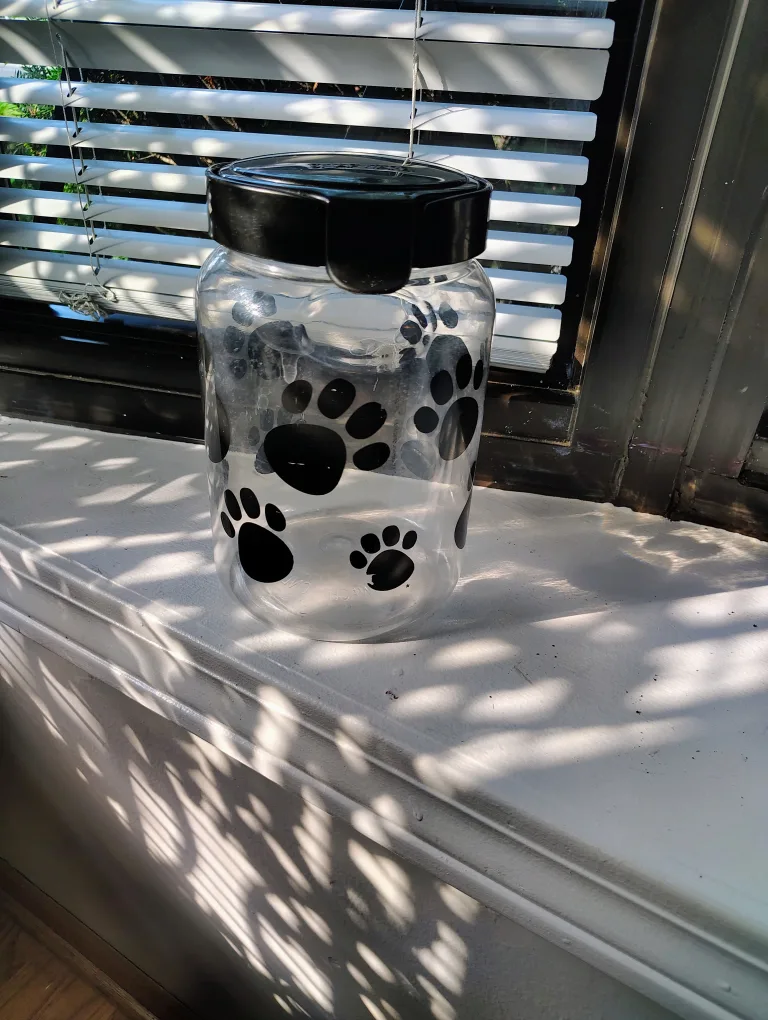 Paw Print pet plastic jar. thumbnail