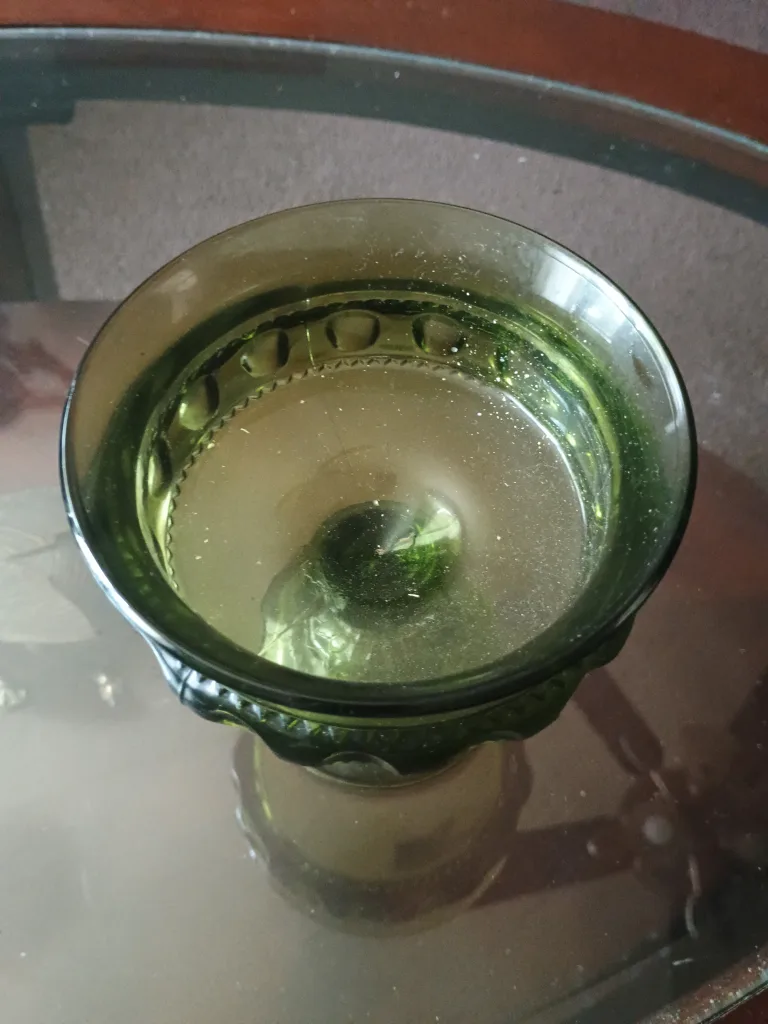 Vintage Green Glass Compote Bowl thumbnail