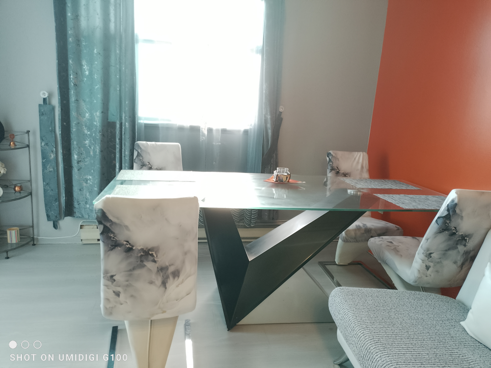 Modern Glass Top Dining Table with 4 Chairs