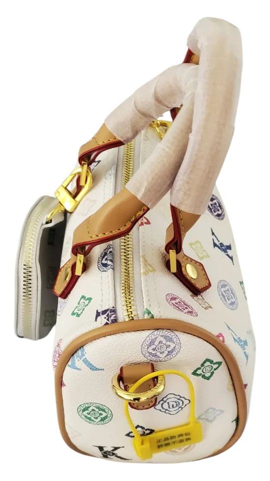 White Patterned Handbag with Coin Purse image indicator(4)