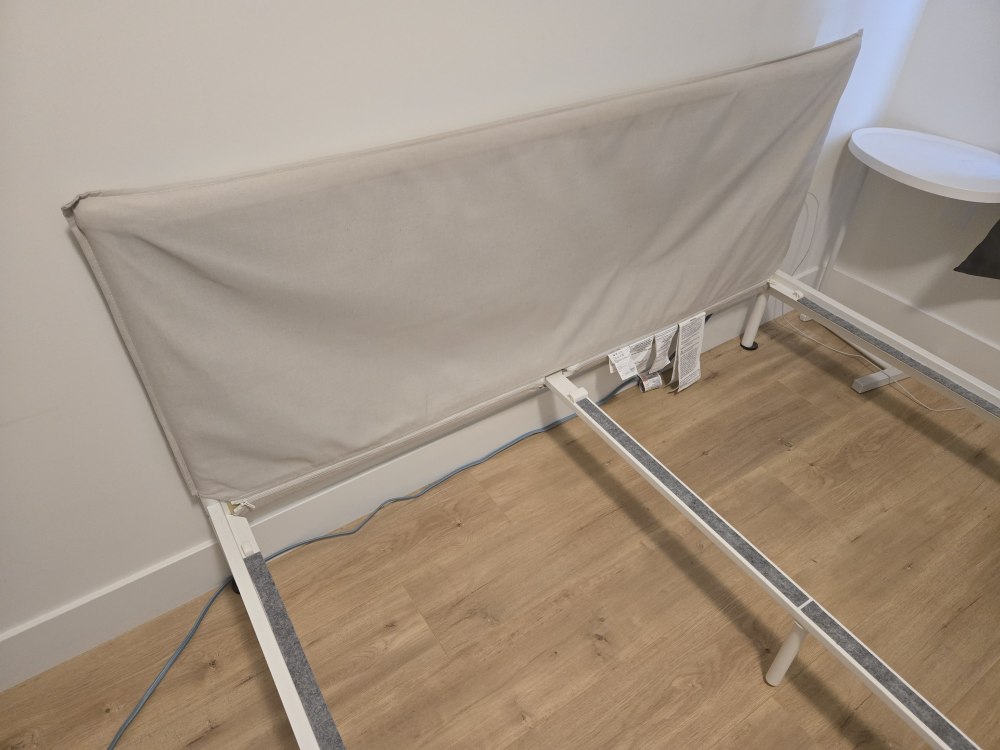 IKEA Kleppstad Queen Bed Frame - White/Beige