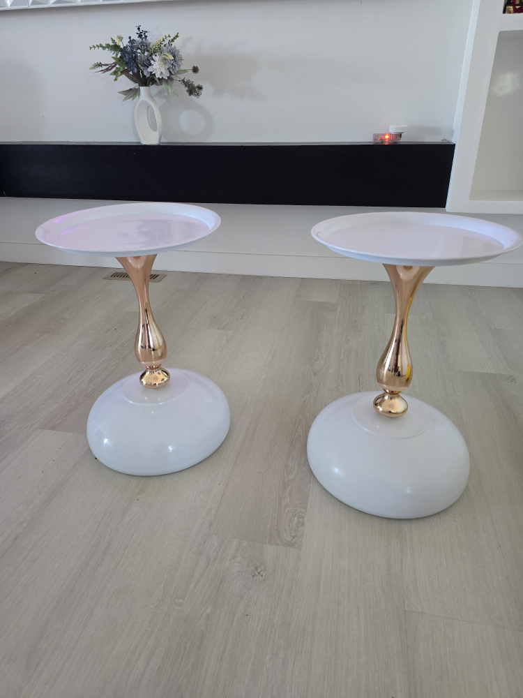 Set of 2 White & Gold side  Tables