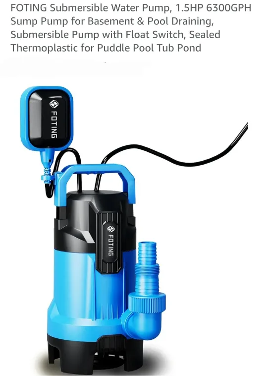 FOTING Submersible Water Pump 1.5HP 6300GPH thumbnail