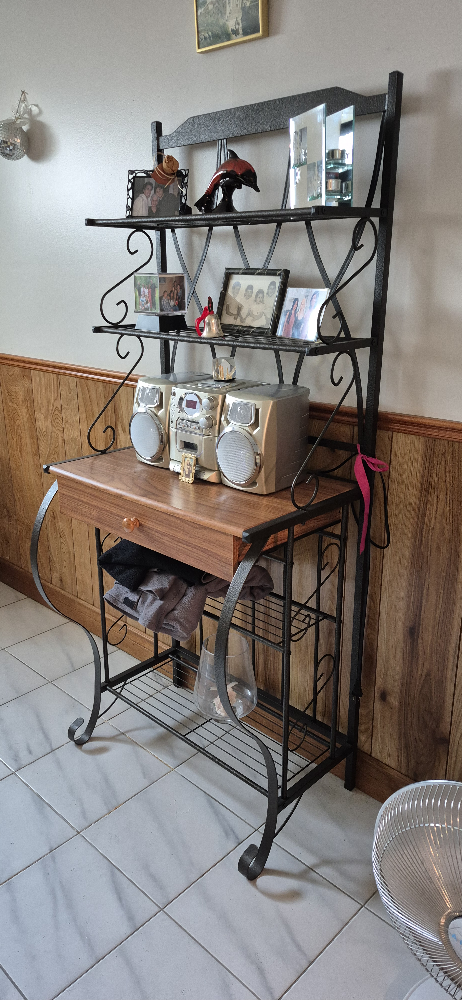 Metal Bakers Rack with Wood Top