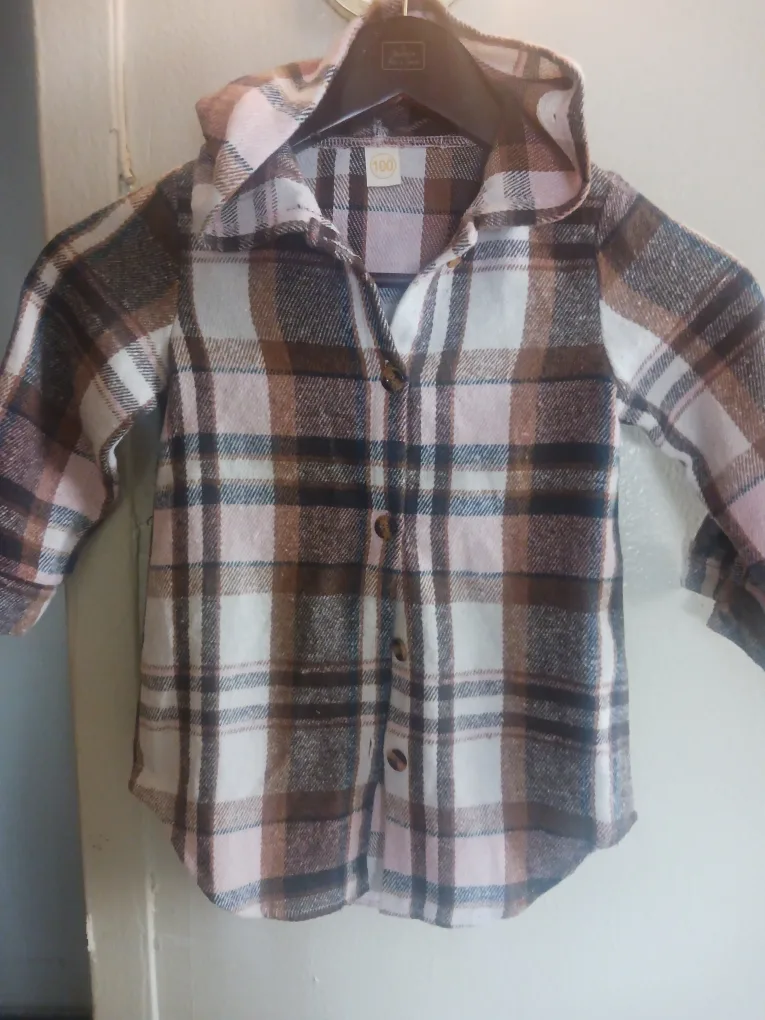 Kids Plaid Flannel Hooded Shirt - thumbnail
