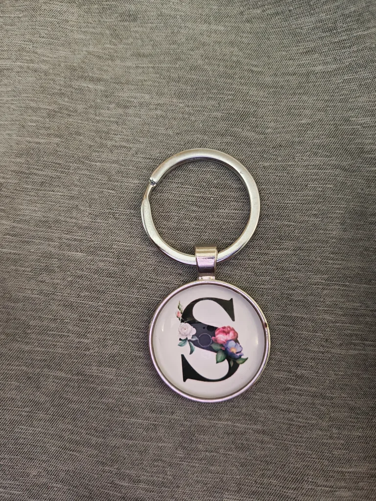 Letter S Keychain with Floral Design thumbnail