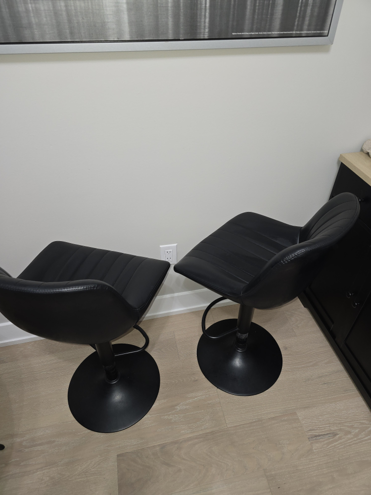 Set of 2 Black Leather Bar Stools - photo 4