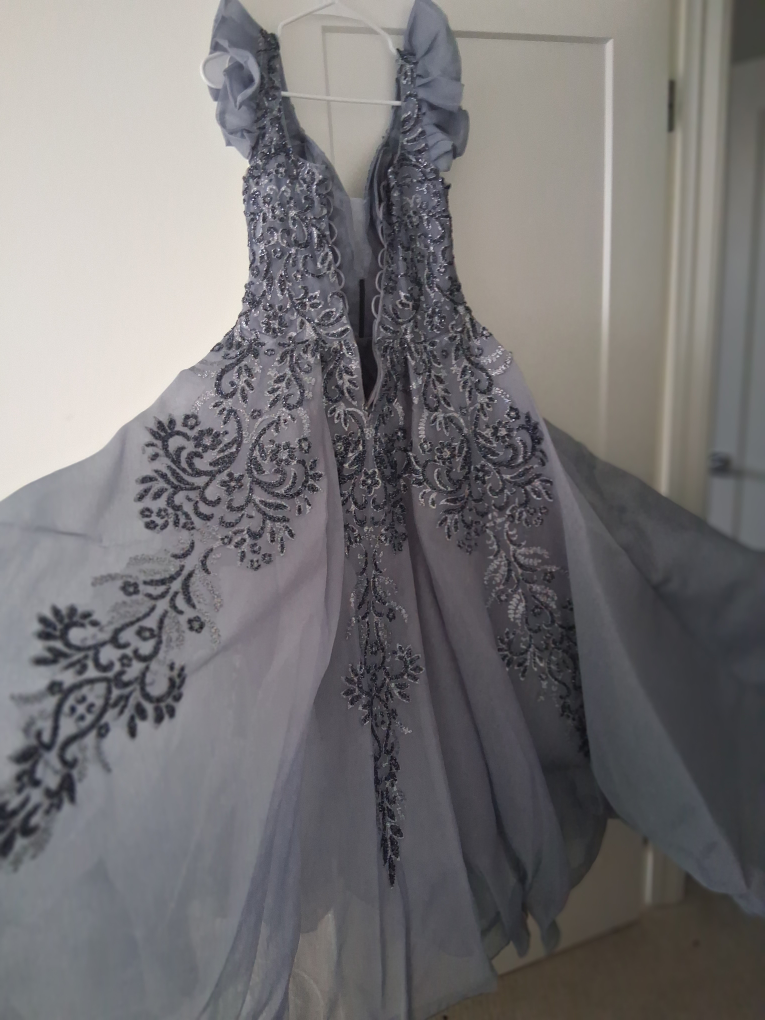 Grey Embellished Formal Gown