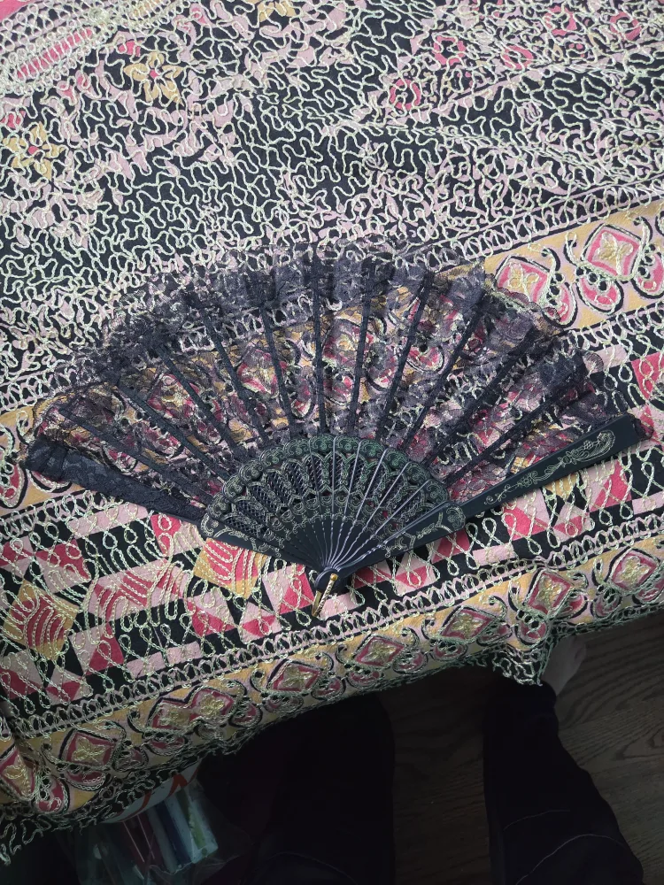 Black Lace Hand Fan (2 for Sale) thumbnail