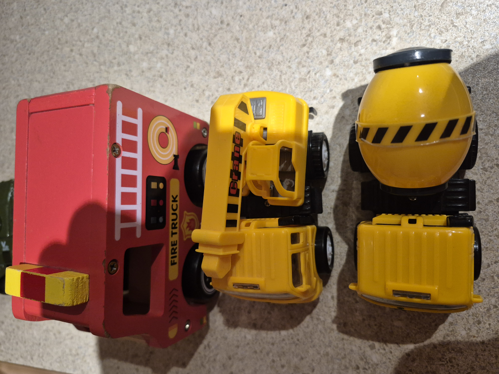 Wooden Toy Trucks - Fire Truck, Crane, Mixer - photo 2