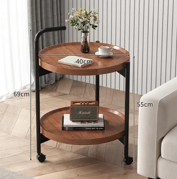 2-Tier Round Side Table with roller - Brand New image indicator(3)
