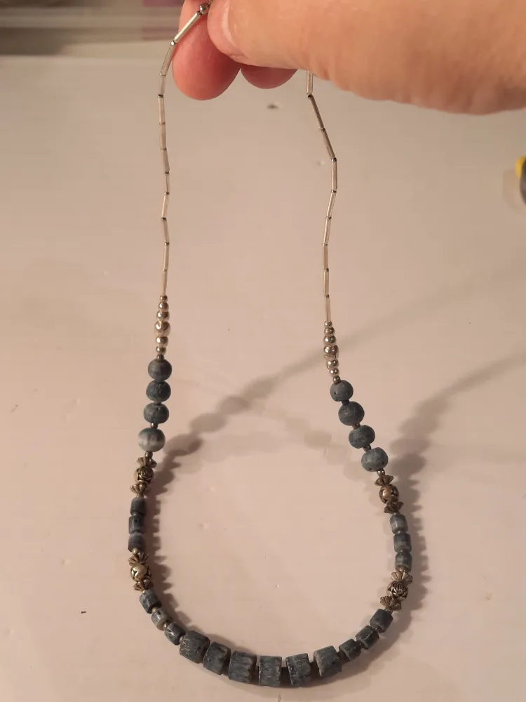 Handmade Blue Stone & Silver Necklace image indicator(4)