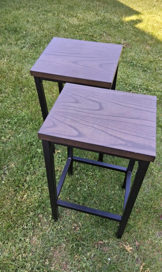 Two Brown & Black Side Tables
