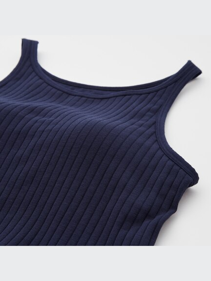 Uniqlo Ribbed Cropped Bra Sleeveless Top Navy Small