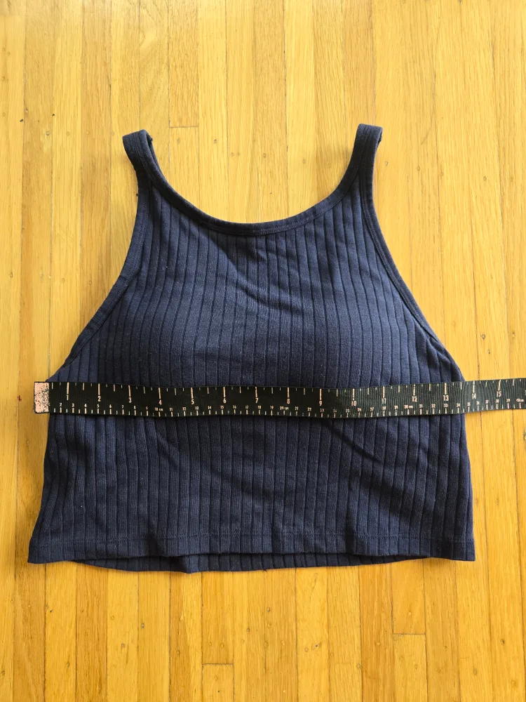 Uniqlo Ribbed Cropped Bra Sleeveless Top Navy Small image indicator(2)