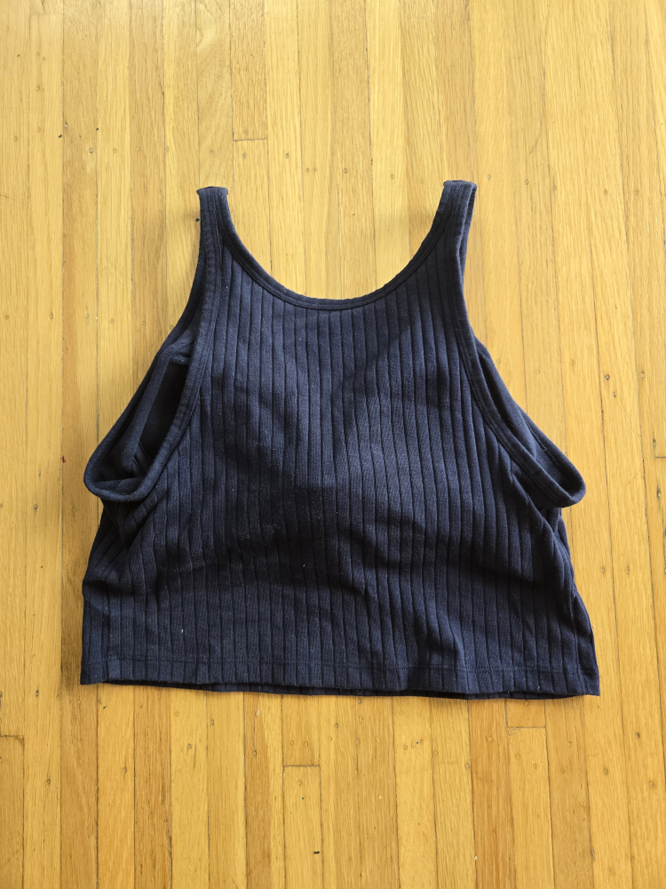 Uniqlo Ribbed Cropped Bra Sleeveless Top Navy Small - photo 3