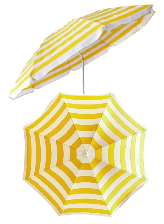 Striped Beach Umbrella - Yellow & White