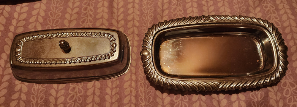 Vintage Silver Plated Butter Dish & Gravy Boat CASH ONLY