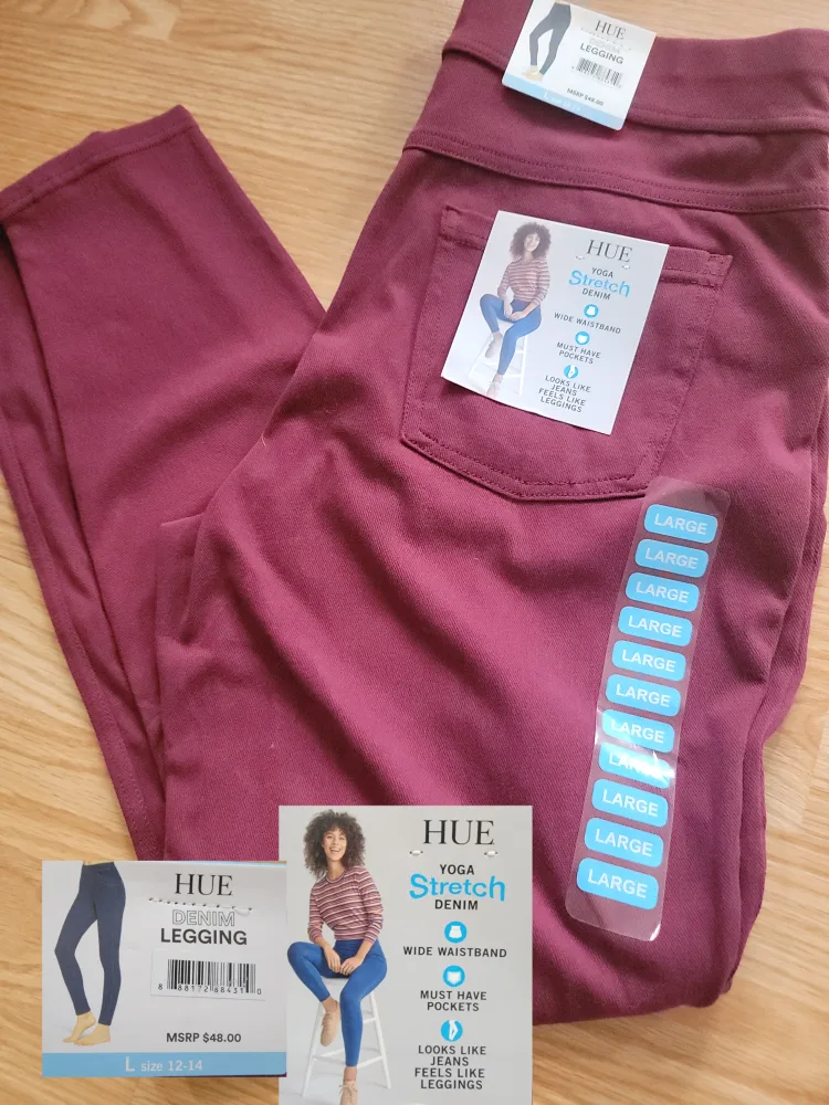 New HUE Yoga Stretch Denim Leggings - Size Large thumbnail