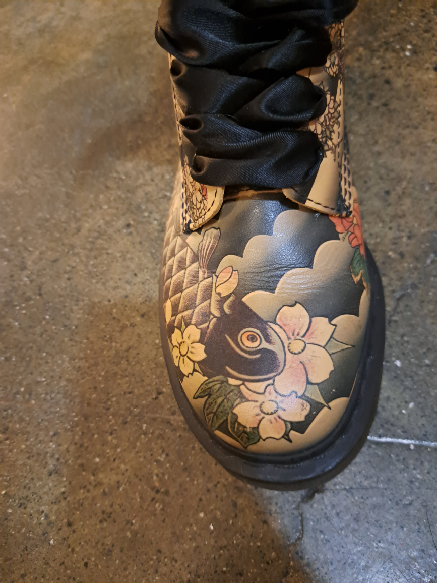 Dr. Martens Leather Boots with Koi Fish Design X Eviso Wagara - photo 4
