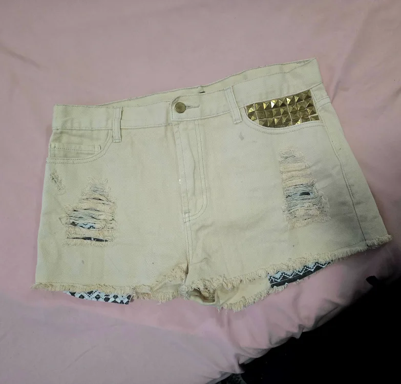 Studded & Distressed Denim Shorts thumbnail