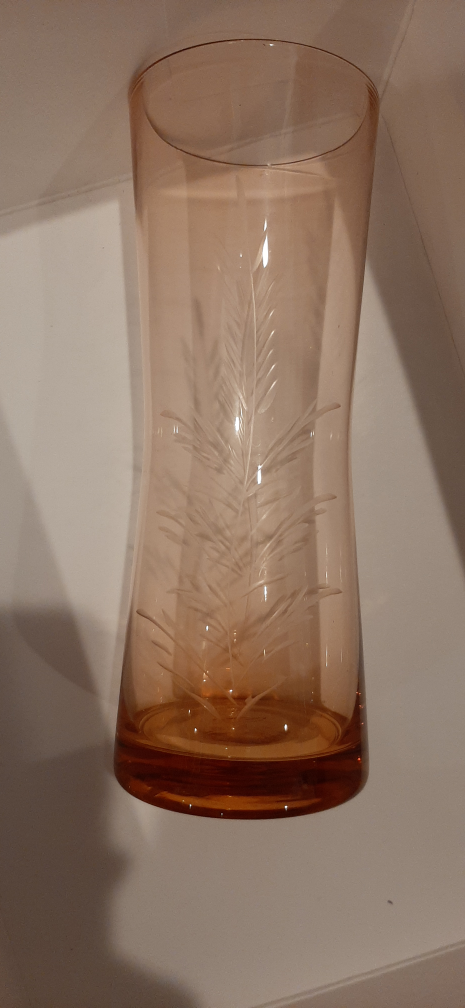 Set of 4 Amber Wheat grass design Glass Vases - photo 4