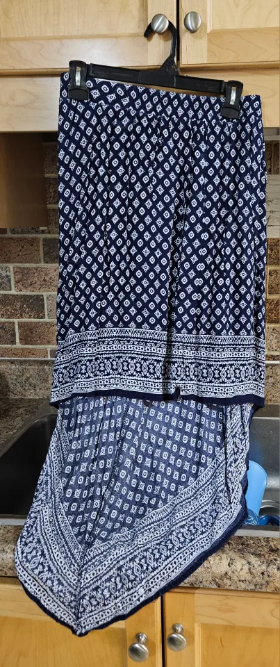 Printed Skirt - Navy and White