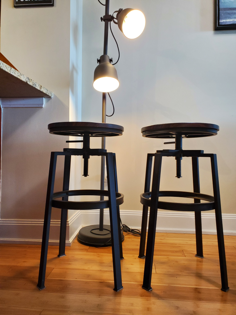 Set of 2 Adjustable Height Bar Stools - photo 2