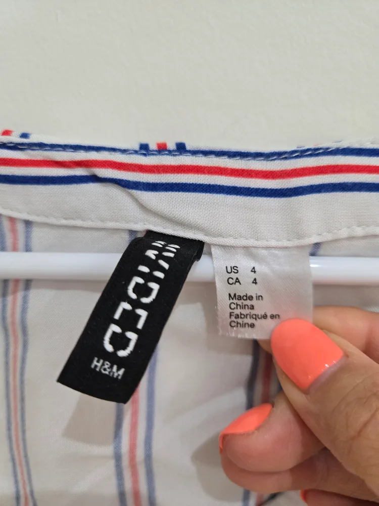 H&M Striped Tie-Front Blouse - Size 4 image indicator(2)