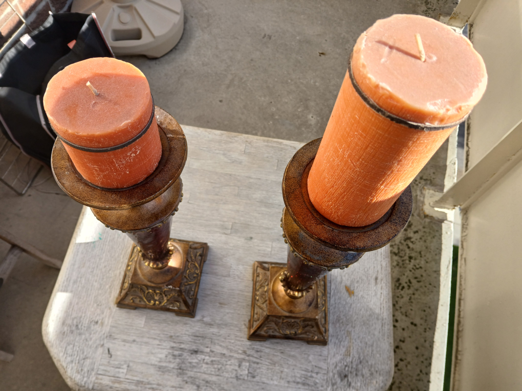🥕Set of 2 Vintage Brass Candle Holders, +14 inch tall $35 OBO🥕 - photo 4