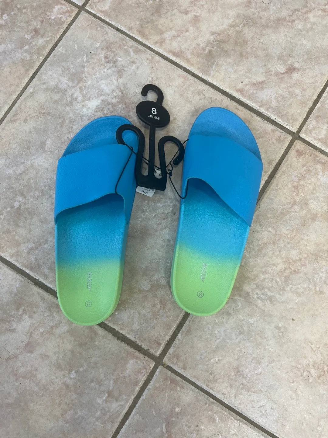 ARDENE Blue/Green Ombre Slides - Size 8 thumbnail