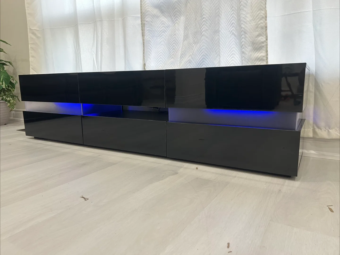 Black TV Stand with LED Lights thumbnail